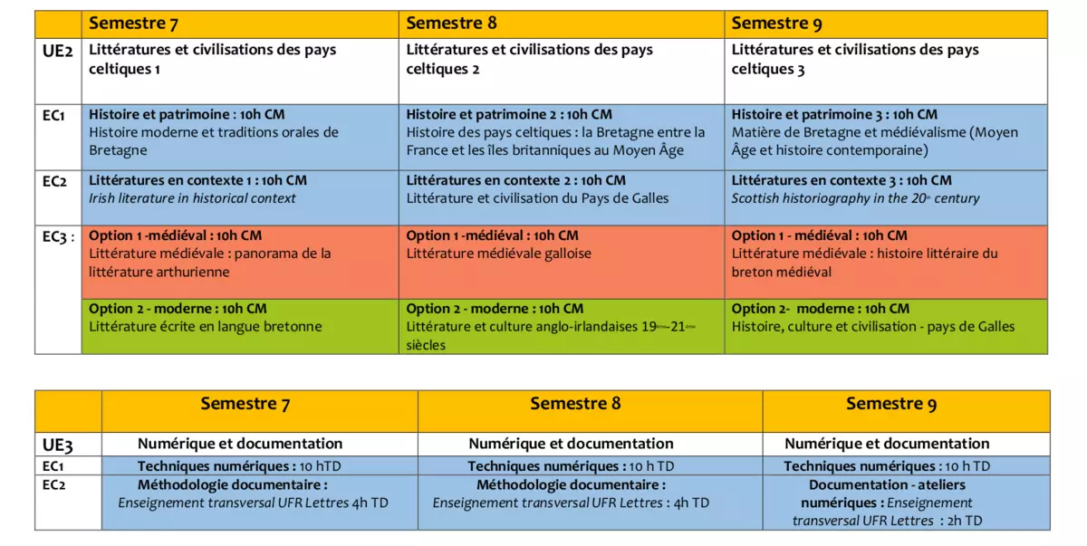 Master langues et cultures celtiques en contact - UE2 UE3